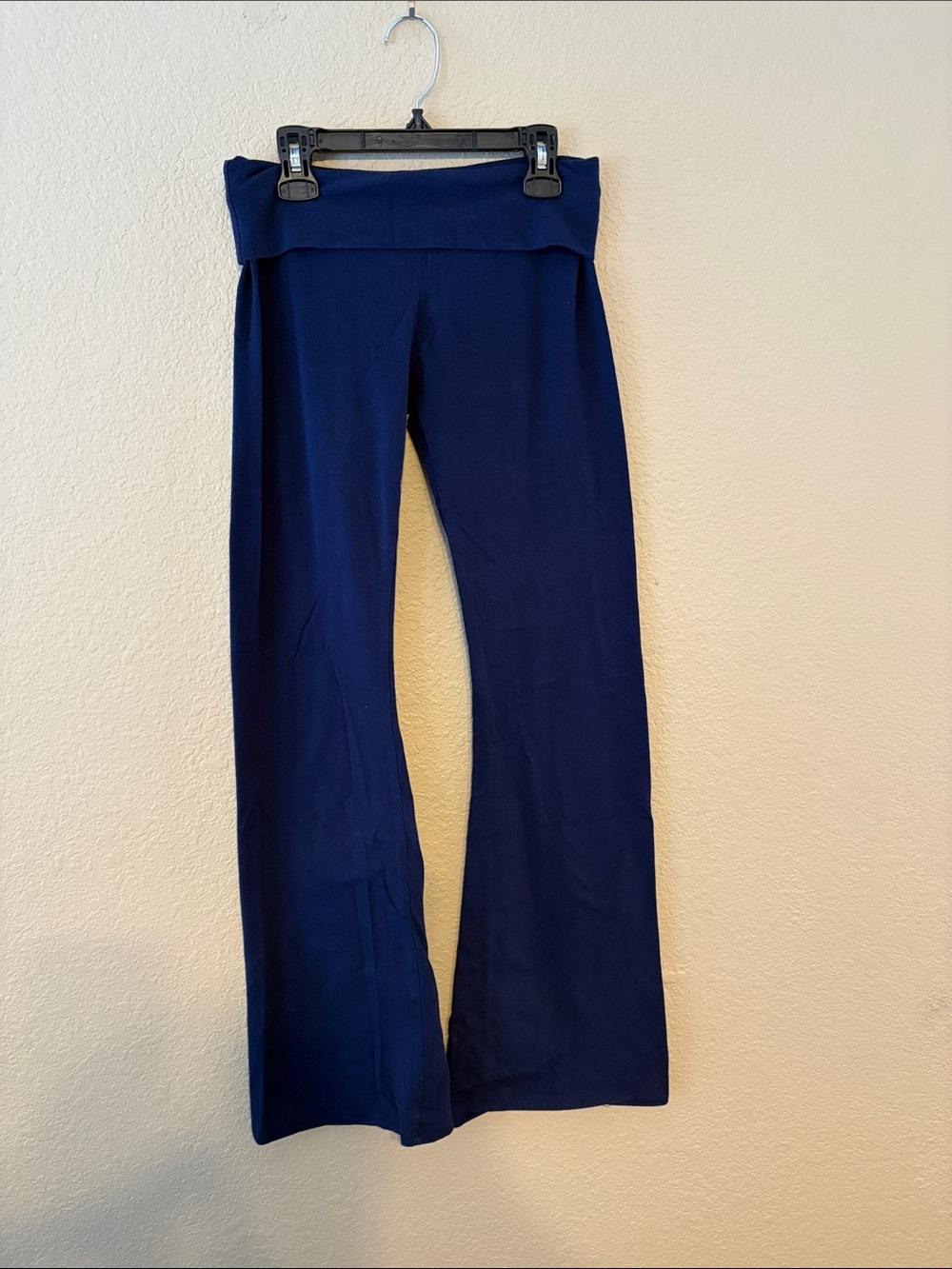 Fold-Over Waist Navy Flare Leggings